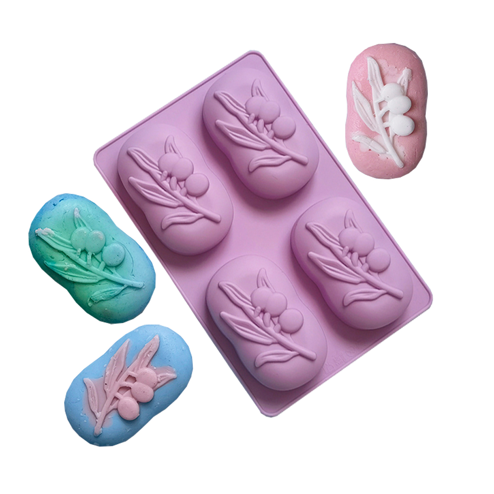 Soap Making Kit For Beginners - 4 Cavities Oval Olive Tree Silicone