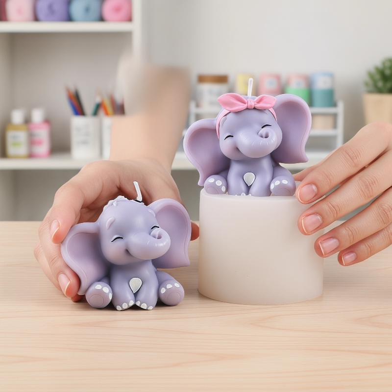 Melt Pour Soap Base - Cute 3D Elephant Silicone Candle Mold